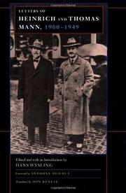 Book Cover for LETTERS OF HEINRICH AND THOMAS MANN, 1900-1949